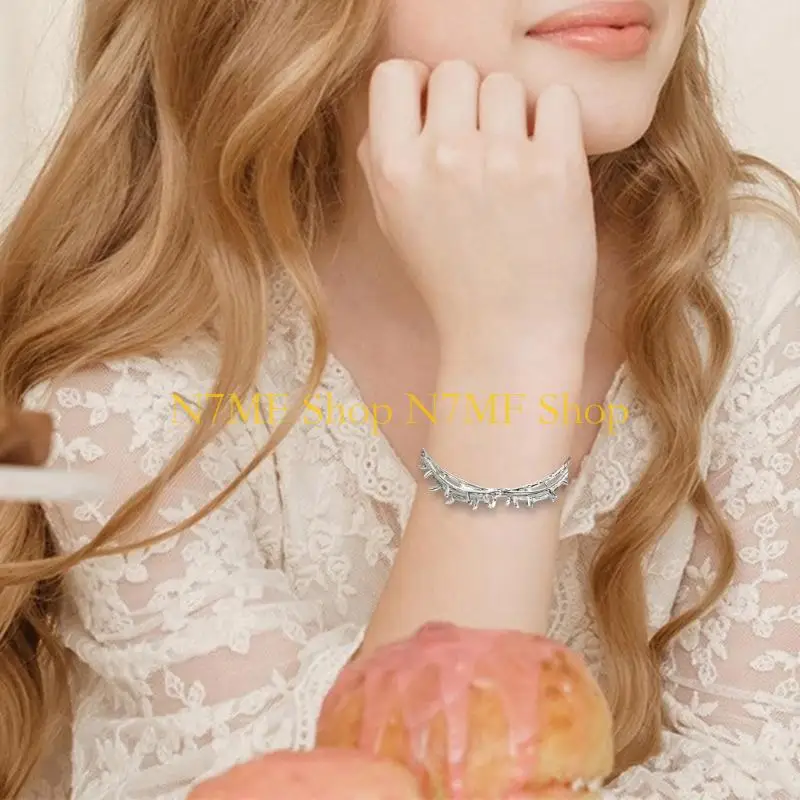 N7MF فريدة من نوعها سوار أزياء أزياء سوار للأزياء يضم تصميمات شوكة مفصلة لرواد الحفلات #4