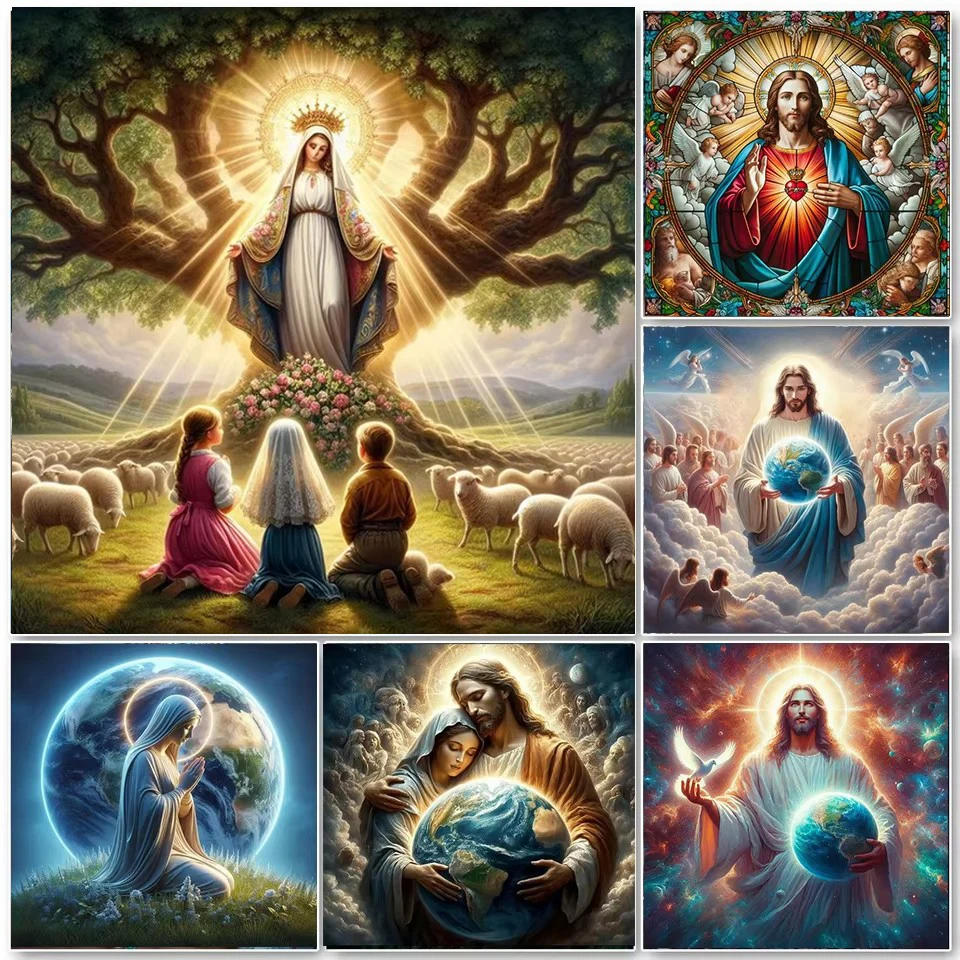 5D Diy Diamond Painting Mosaic Jesus Virgin Mary Sweet Family Full Square Round Embroidery Cross Stitch Religion Home Decor