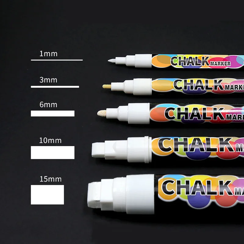 

Erasable White Liquid Chalk Marker Pen for LED Board Glass Meatal 1/3/6/10/15mm Oily