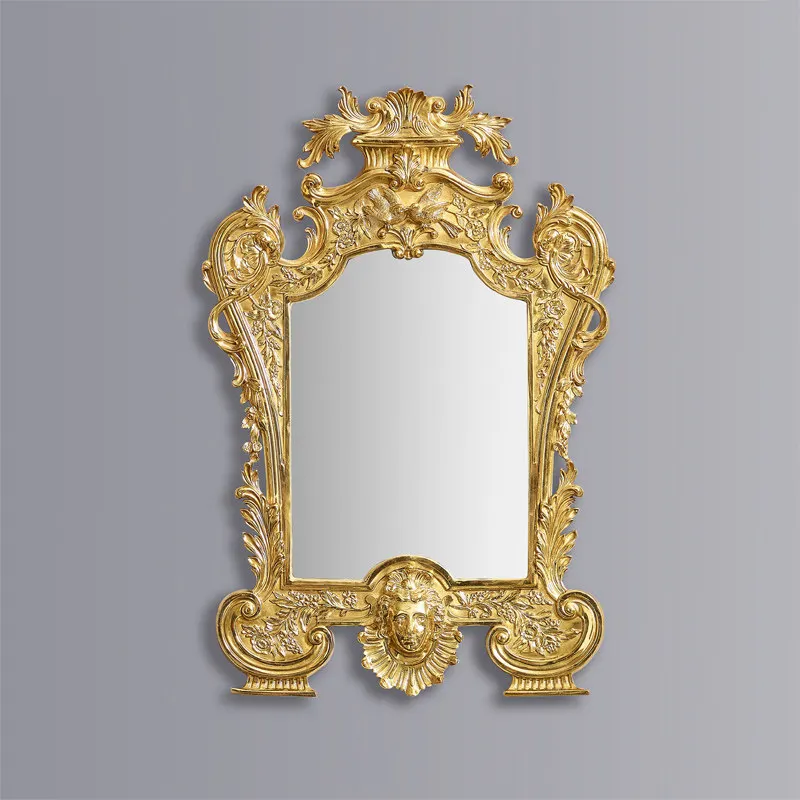 European luxury fitting mirror bathroom  French full copper bedroom dressing mirror villa decorative  hanging mirror