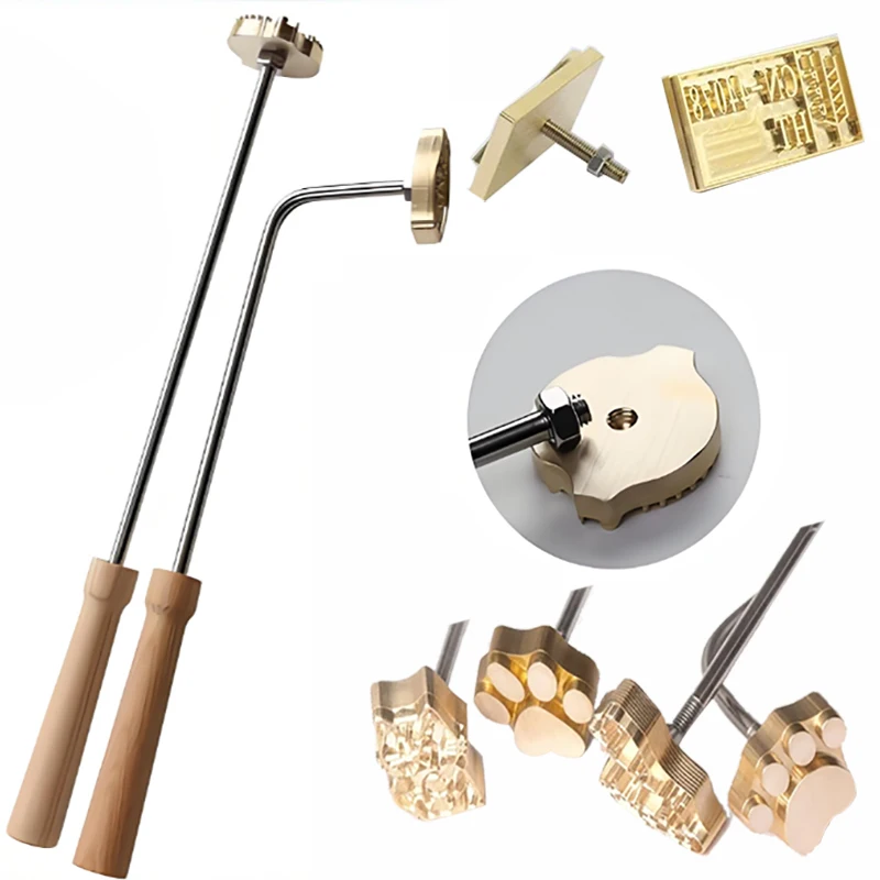 

Branding Iron Embosser Stamp Custom DIY LOGO Personalized Heating Brass Embosser Seals Wood Cake Hamburger Wedding Party Craft