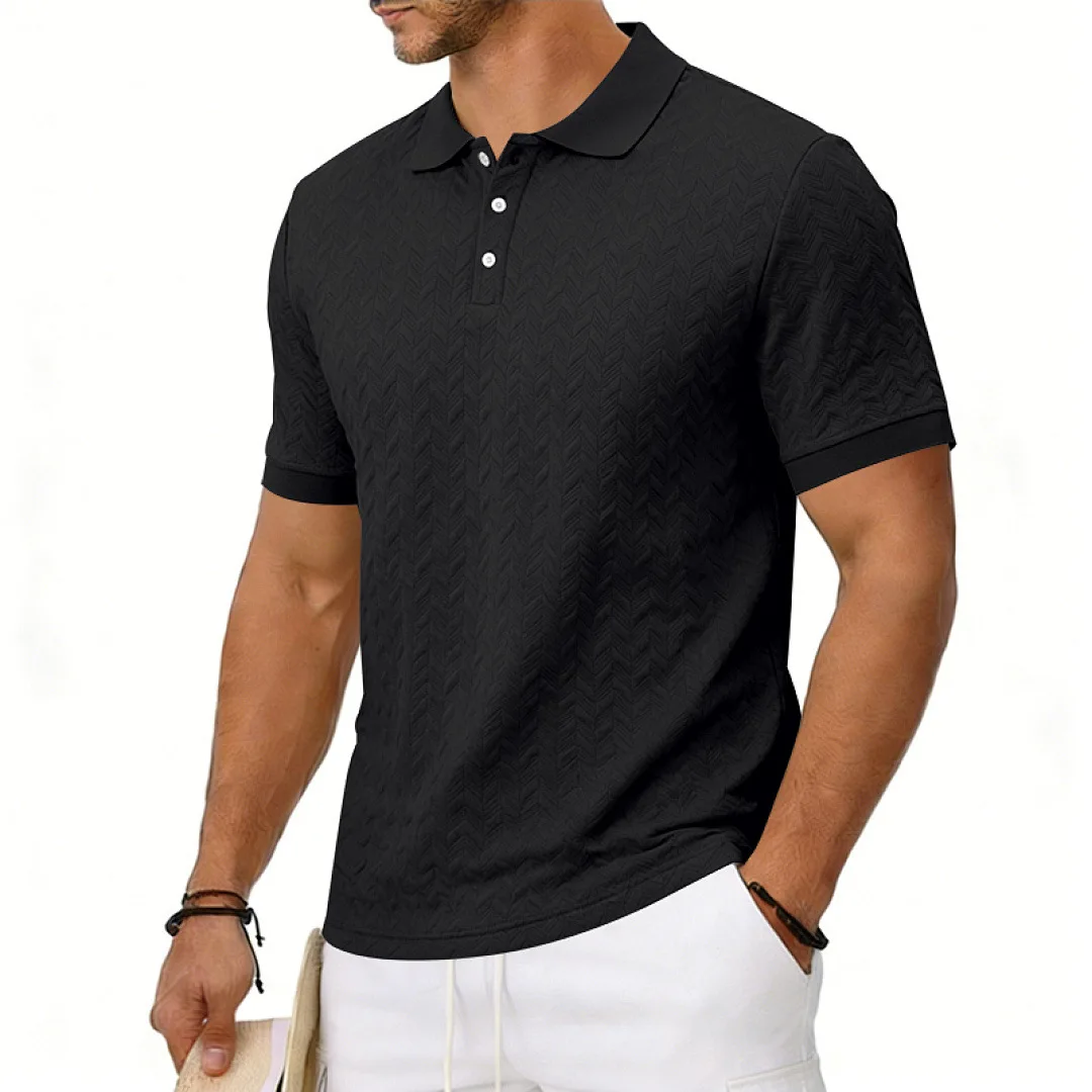 Grenzüberschreitendes Amazon American Heavy-Duty Polo-Shirt mit lockerem Texturmuster, einfarbig, Jacquard, lässig, schlicht, trendig, kurzärmelig – Detail 18