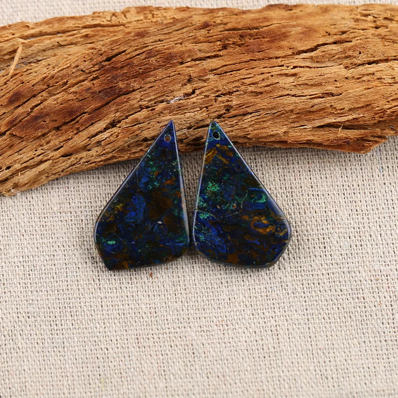 B&F Blue Azurite Earring Beads for Jewelry Making, Handmade Natural stones beads, Stones for jewelry Making Supplies