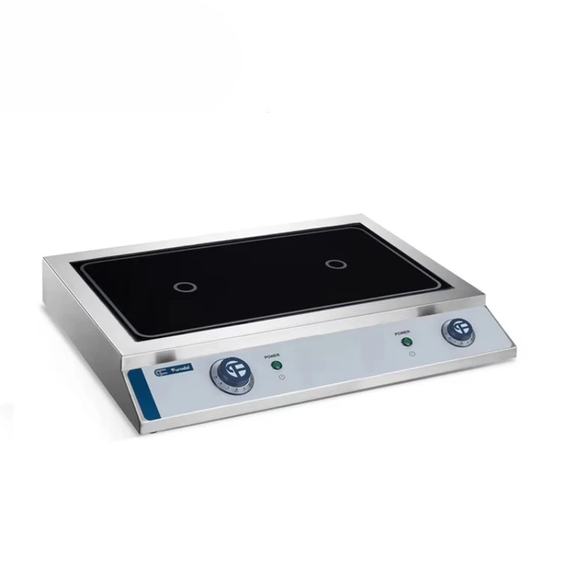 Fogão elétrico comercial de indução com queimador duplo, lanche, bar de café
