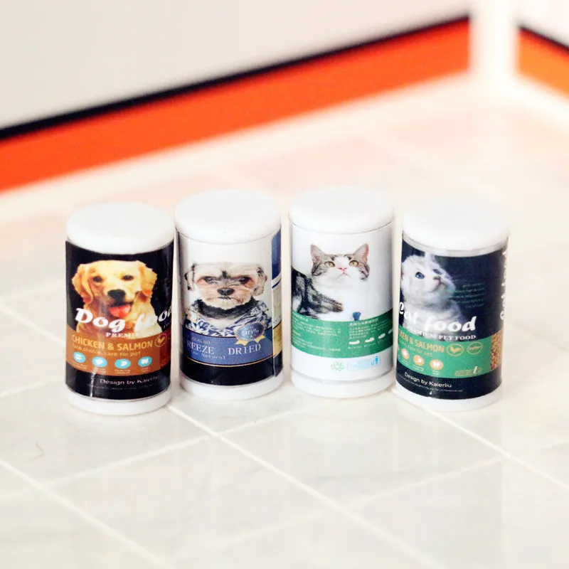 Dollhouse Mini Canned Dog Food Cat Food Animal Feed Miniature Model 1/12 1/6 Scale Simulation Life Scene Decoration Home Decor