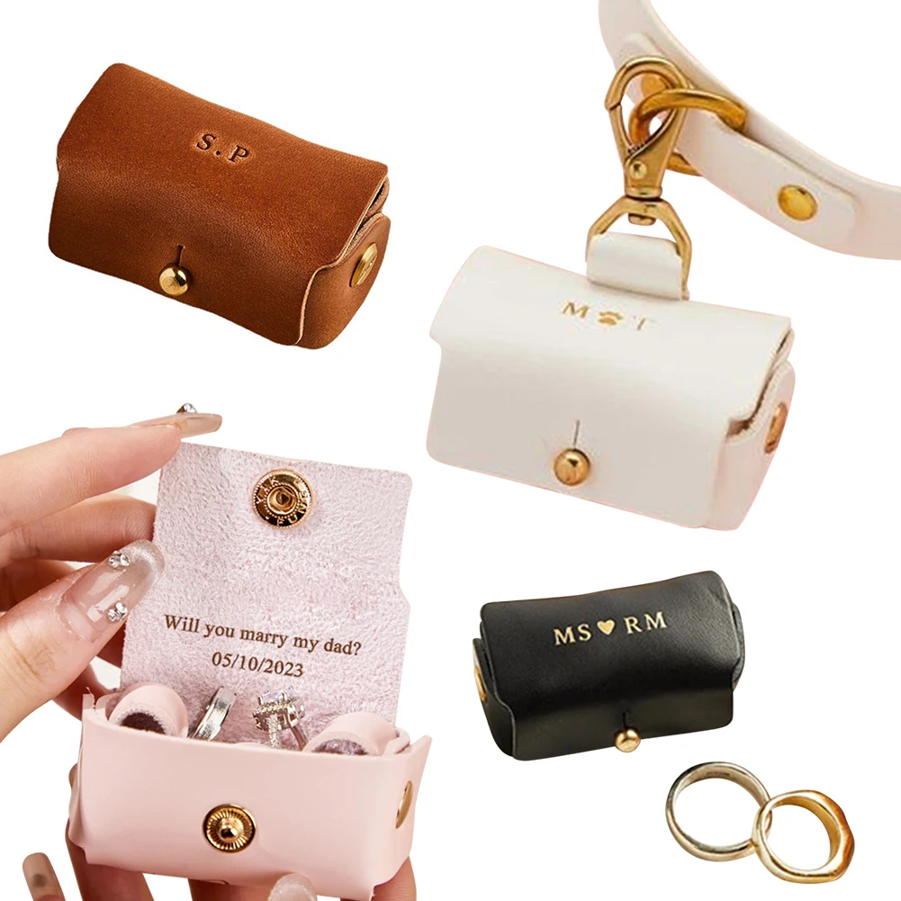 Wedding Ring Bearer Pouch For Dog Collar Leather Wedding Ring Box Holder Pet Supplies For Proposal Engagement Wedding Ceremony