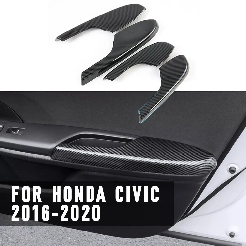 

Car Interior Door Armrest Panel Trim Cover Bowl Decoration Frame Stickers for Honda Civic 2016 2017 2018 2019 2020 Auto Styling