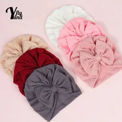 Yundfly 1PCS Bows Baby Girls Hat Turban Newborn Beanie Toddler Infant Children Cap Hair Accessories Autumn Winter Warm Caps