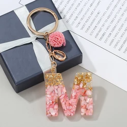 BAOPON Roze Paars Pompom Letter Sleutelhanger Engels Alfabet Sleutelhanger Voor Vrouwen Mannen Sieraden Accessoires Groothandel Speciale Aanbieding