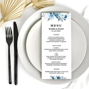 Personalized wedding menu cards with vegetables and floral, custom table menu, 5 pces, 20 pces, 100 pces 8 Main Sales Menu Menu - №7