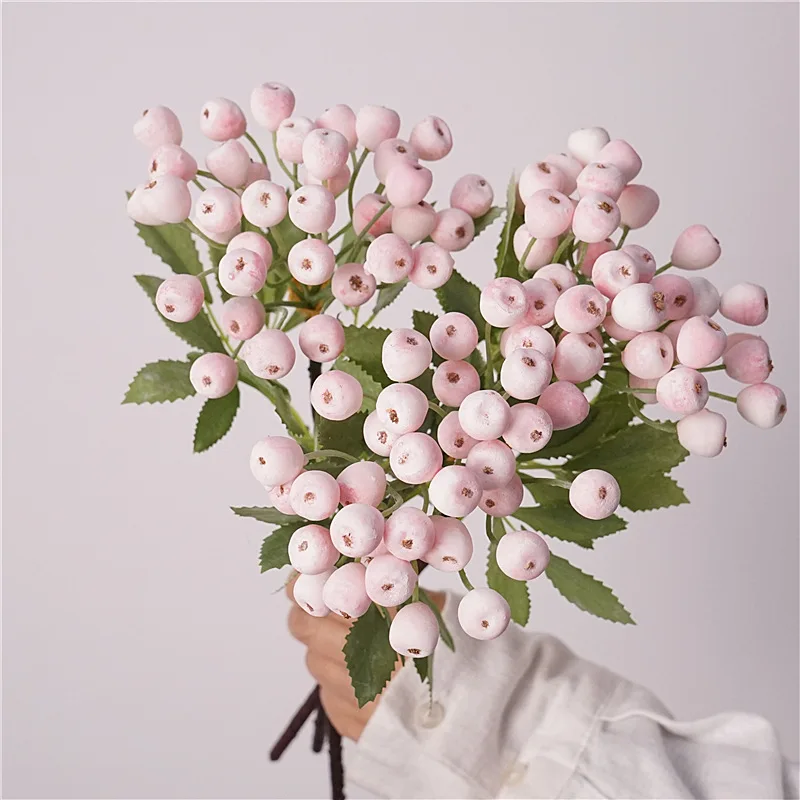 

Artificial Wild Berry Branches with Frost Blueberry Fake Flower for Handheld Bouque Christmas Tree Decoration Photography Props