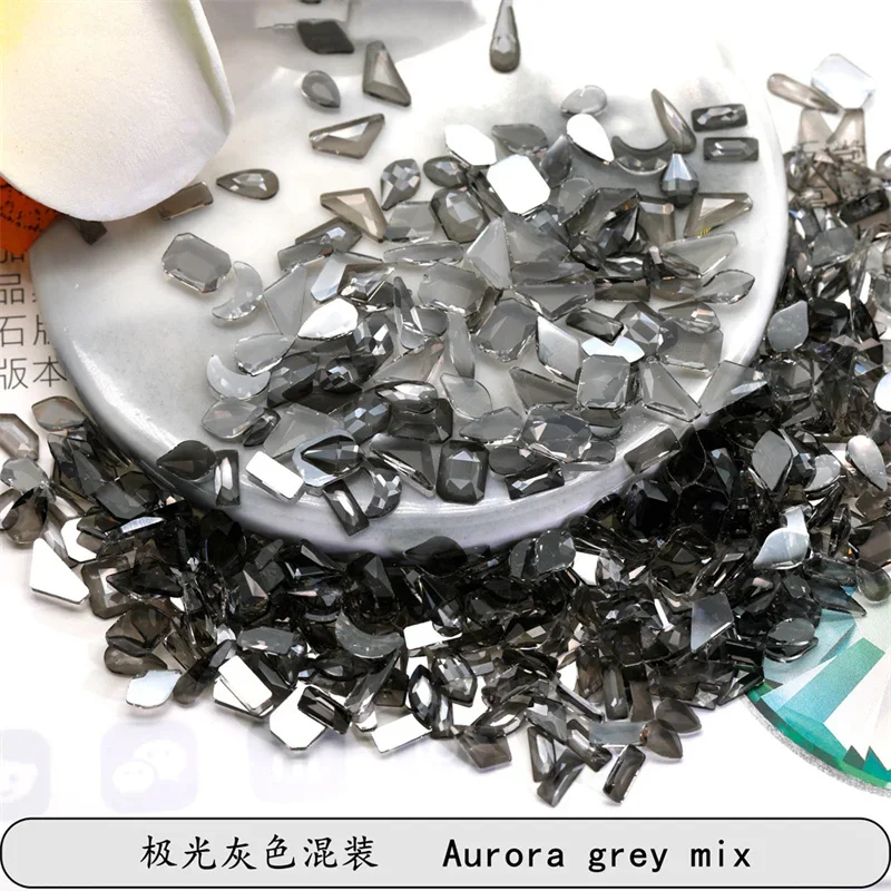 100pcs 3D Aurora Mix Shape Rhinestones Nail Art Charms AB Crystal Glass Nail Jewelry Decorations DIY Manicure Ornament Accessory