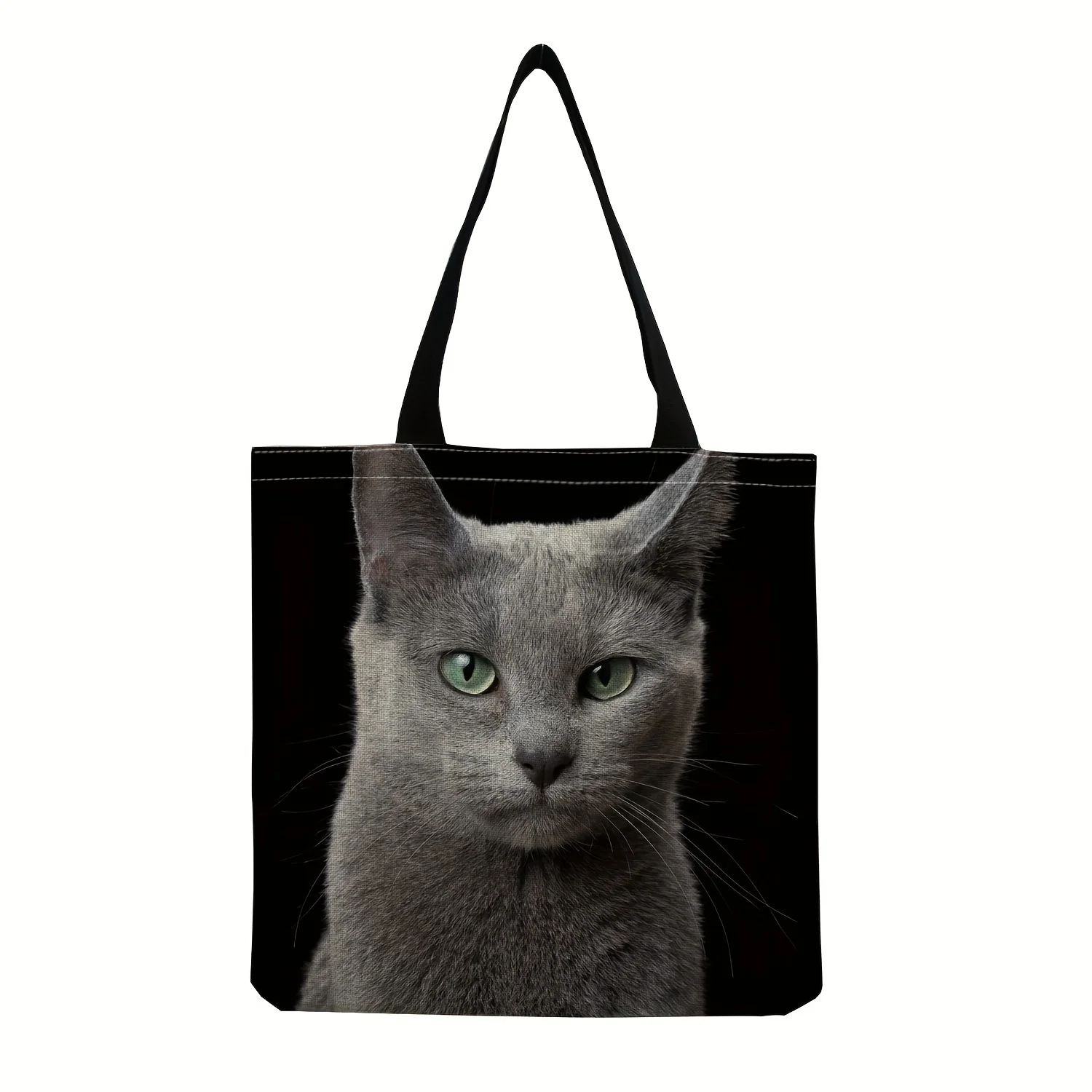 Kawaii Cat Pattern Canvas Bag, Lightweight Shopping Storage Handbag, Versatile Carry On Bag