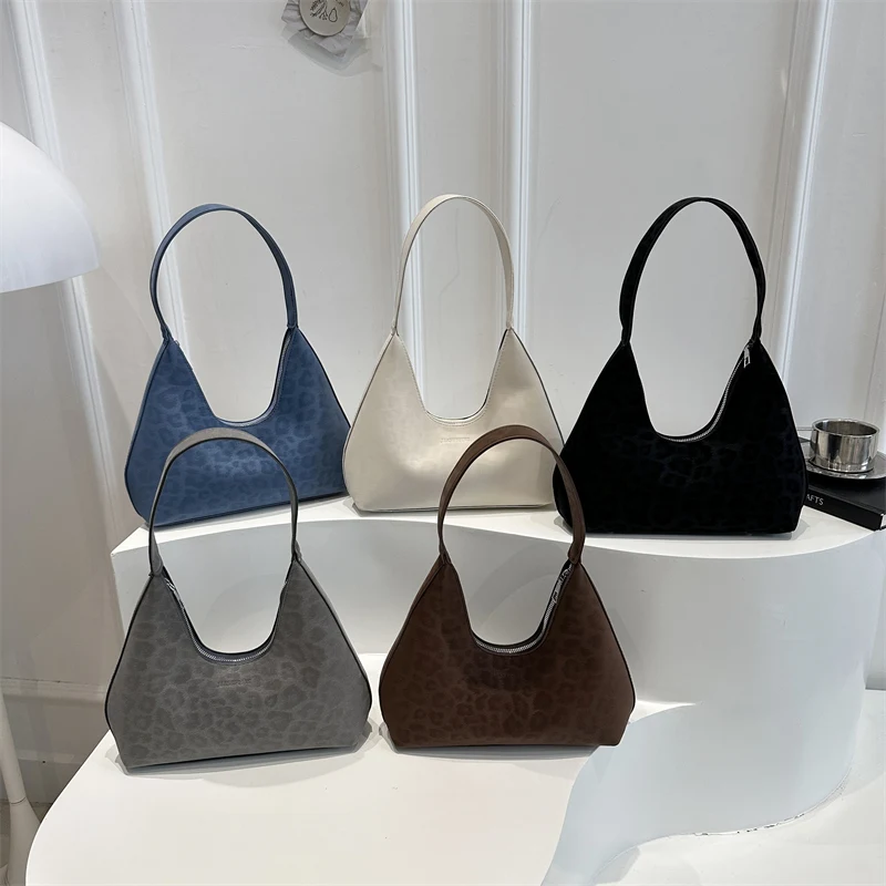 

Женские сумки через плечо в классическом стиле с леопардовым принтом, новинка 2023 года, простые модные универсальные сумки на плечо из искусственной замши на молнии