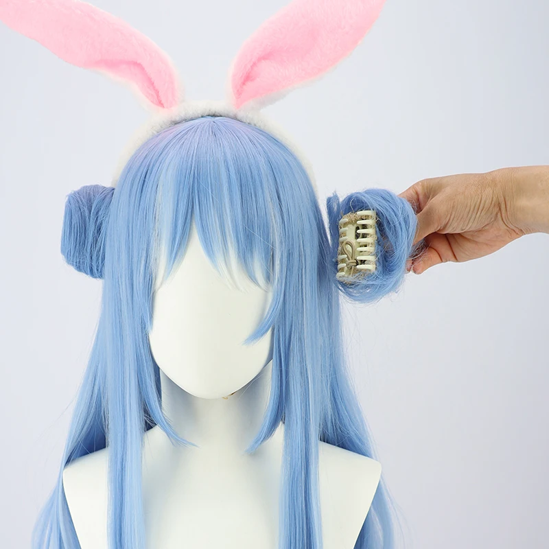 Two Types VTuber Usada Pekora Cosplay Wigs with Rabbit Ears Halloween Party Costume Prop Bunny Girl Cosplay