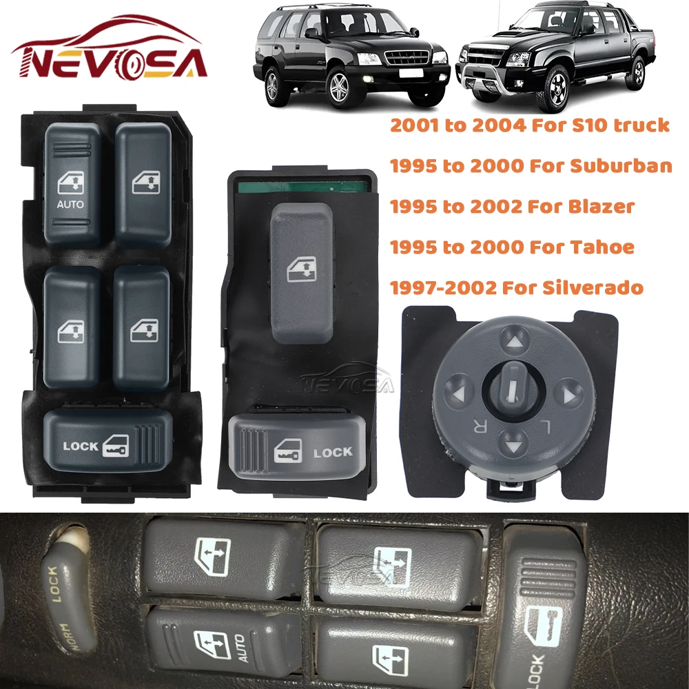 For Chevrolet Chevy Blazer Suburban S10 Silverado 2001 2002 2003-2004 Tahoe Electric Power Window Control Switch Main Passenger