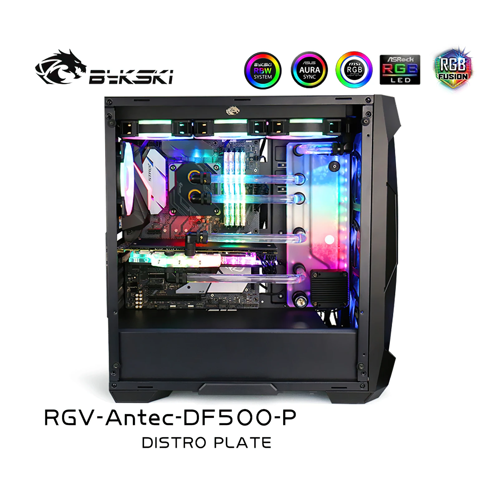 

Комплект Distro Plate Bykski с водяным охлаждением для корпуса Antec DF500, процессор, графический процессор RGB RGV-Antec-DF500-P