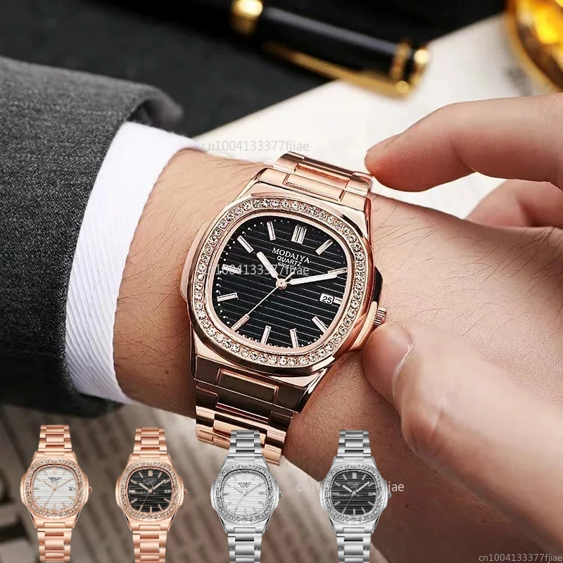 

Новые модные женские часы с календарем, мужские кварцевые часы, розовое золото, роскошные женские часы Relogio Feminino, простые наручные часы, часы