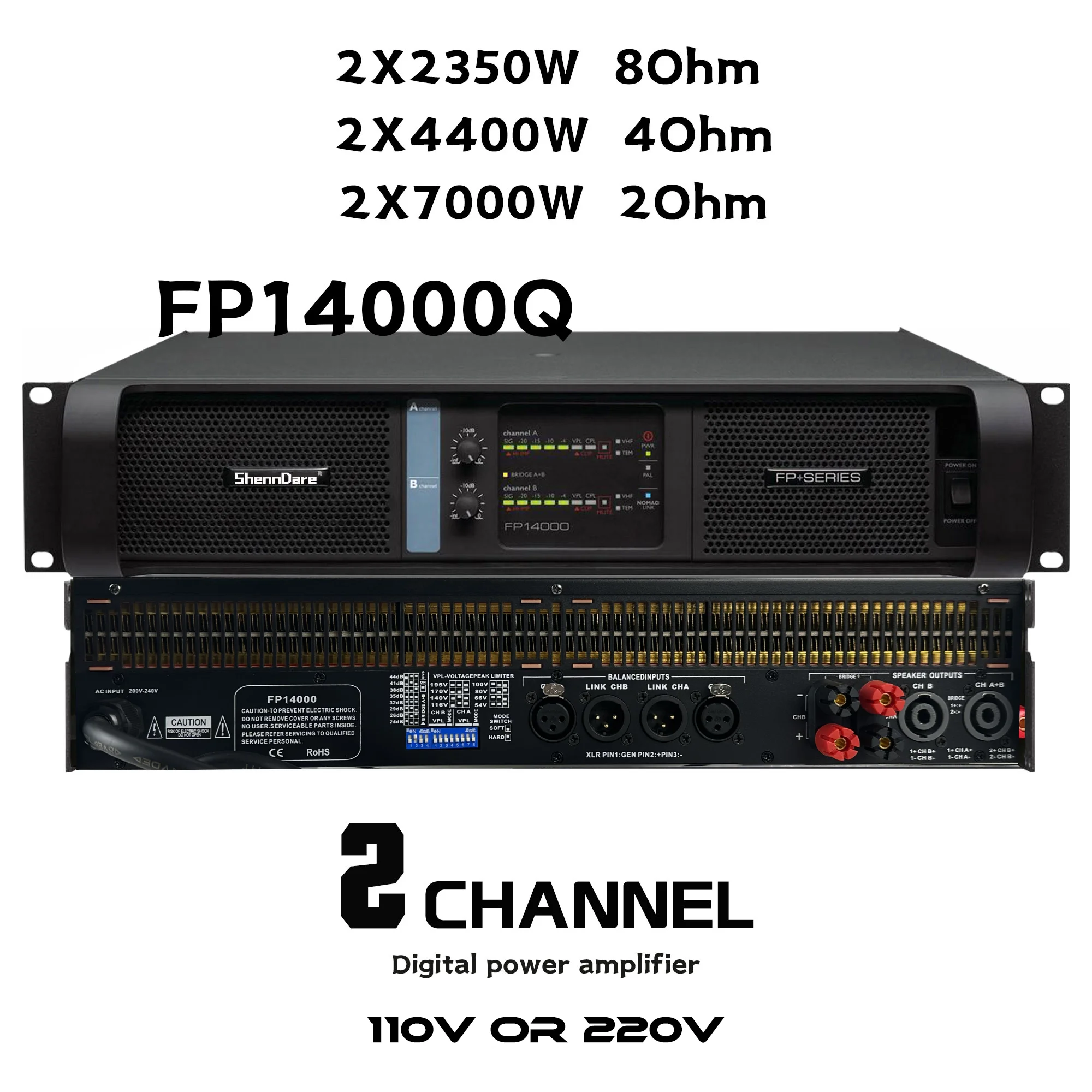 Original Brand LOGO FP10000Q/FP14000Q Professioneller digitaler Leistungsverstärker 4x1350W 8OHM Hochleistungs-Subwoofer-Verstärker Line-Array-Lautsprecherverstärker 4x2100W 4OHM Verstärker – Detail 4