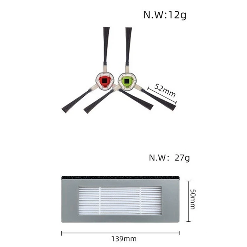 Aspirador de pó escova lateral filtro hepa peças reposição kit acessórios para ecovacs deebot ozmo 600 601 605 dd35 dd56 dd33 dd37