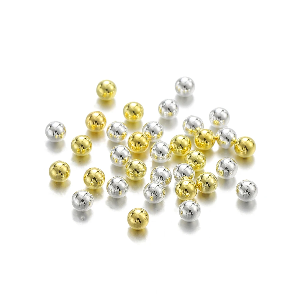 10g/pack Stainless Steel Round Shape Nail Steel Gold Color Spacer Beads For DIY Jewelry Making Bracelet Necklace Accessories