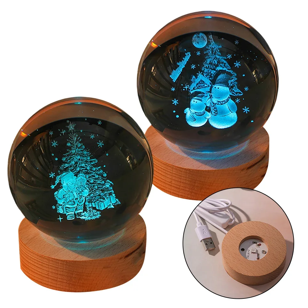 

3D Christmas Crystals Ball USB Night Light For Home Christmas Decoration New Santa Claus Images Crystals Ball Chirldren Gifts