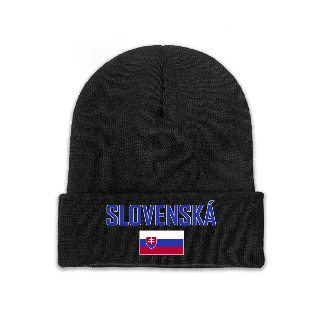 The Slovak Republic Country Flag Top Print Men Women Unisex Knitted Hat Winter Autumn Beanie Cap Warm Bonnet