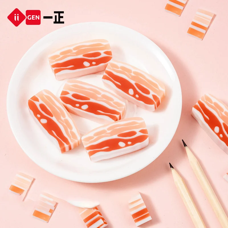 32pcs Iigen Pork Belly Eraser Creative Simulation Food Modeling Pupils Fun Funny Eraser Wholesale
