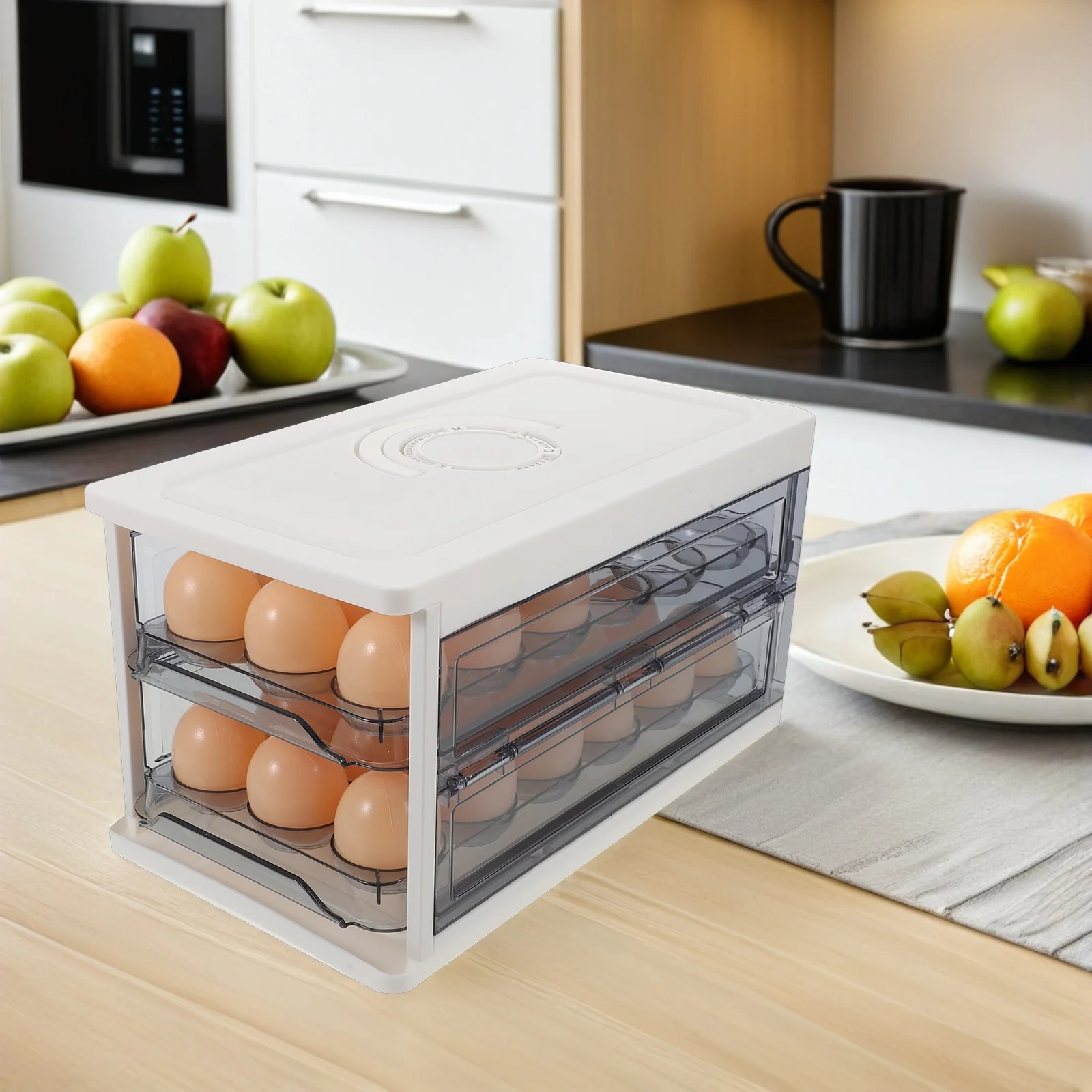 

Compact Egg Holder Refrigerator Organizer Box for 30 Eggs Keep Eggs Fresh Non-Slip Base Easy Stackable Kitchen Accessory