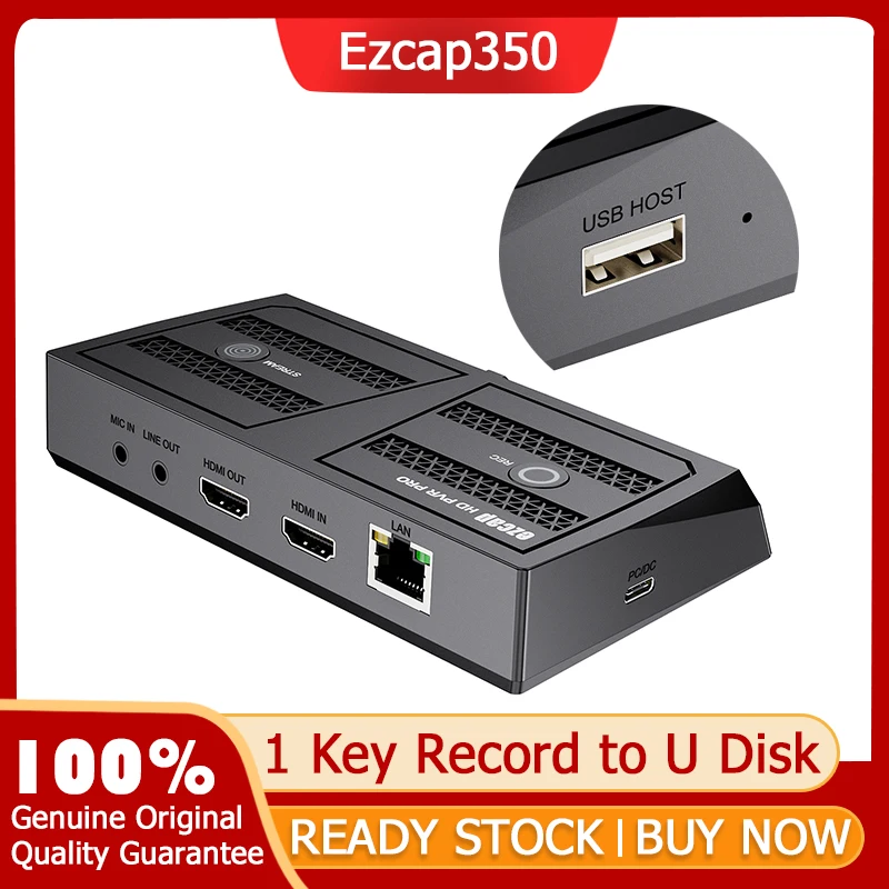 Ezcap 4k 60hz HDMI Loop Video Capture Card To USB Flash Drive U Disk 1080p 60hz Video Recording Live Streaming Mic in Line Out