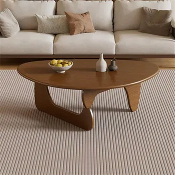 Image Coffee Tables for Living Room Walnut Coffee Table Triangle Solid Wood Coffee Table Mid-Century Modern Abstract End Table