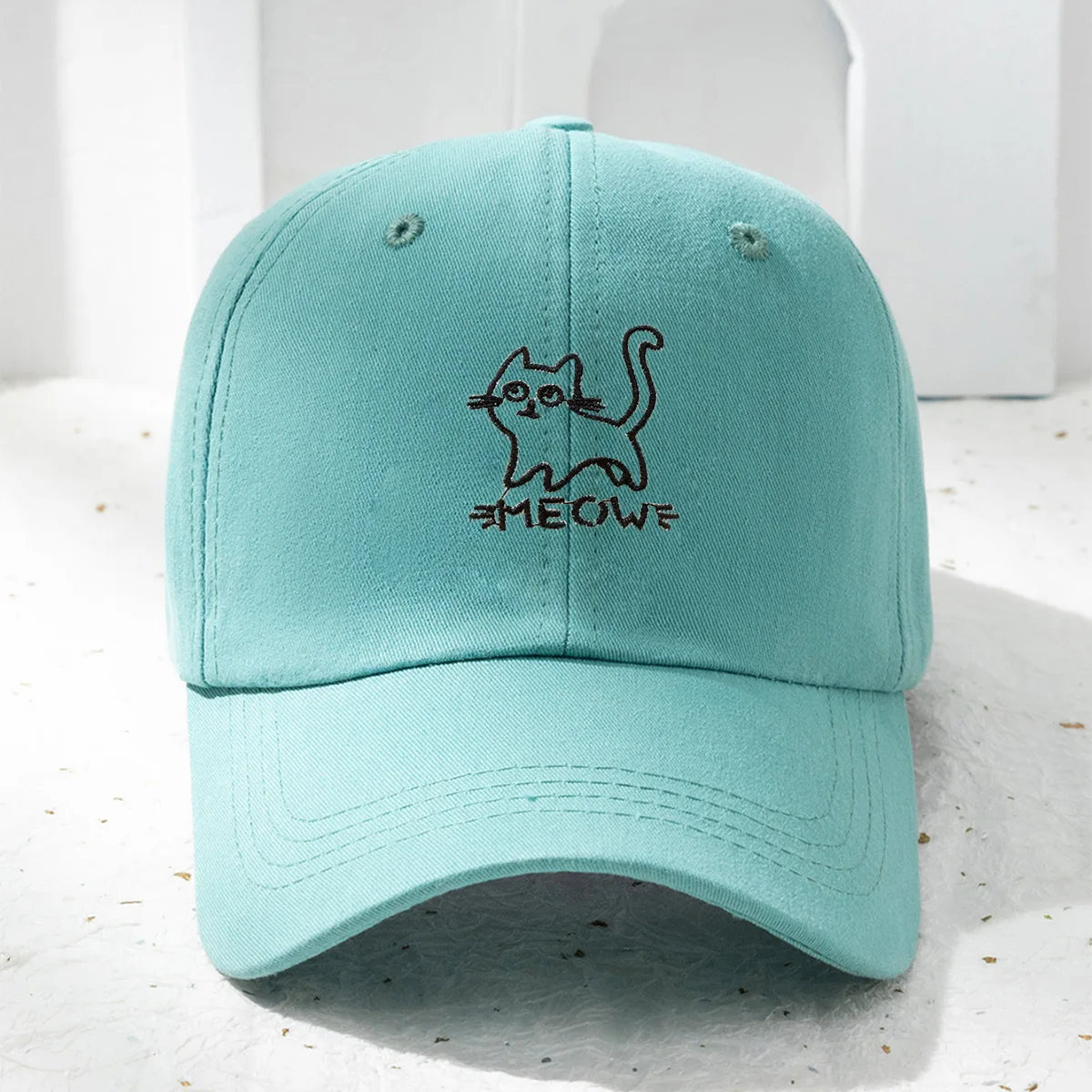 Fashion Kitten Embroidered Baseball Cap, Couple Outdoor Versatile Casual Sunshade Sunscreen Hat Topi