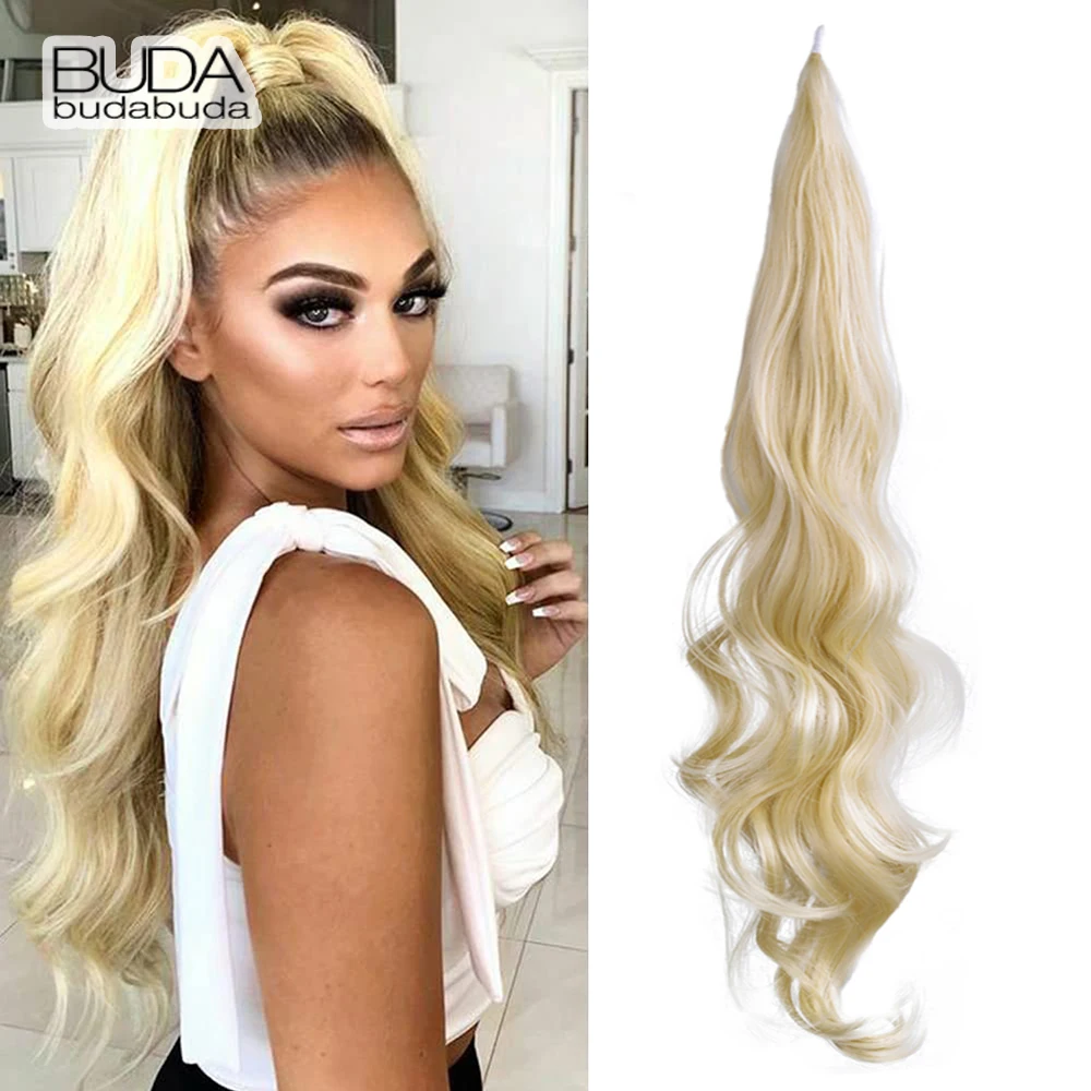 Synthetic Hair Flexible Wrap Around Ponytail Extension 26inch Long Pony Tail Hair Extensions Curly Hairpiece for Women Daily Use