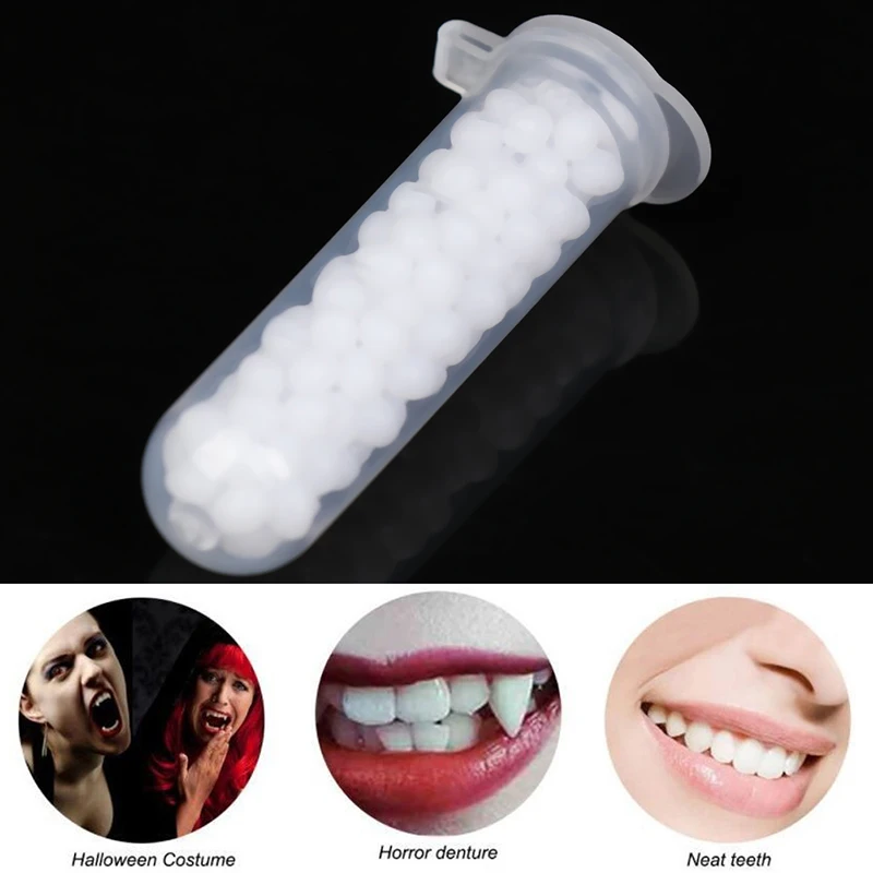 1 pz colla solida Halloween vampire dentiere particelle di guttaperca bolle di acqua calda particelle bianche