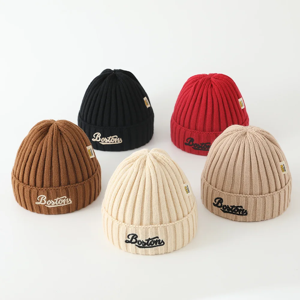 

Зимняя детская шапка, модная вязаная шапка с буквенным узором, теплая шапка для новорожденных, шапочка для холодной погоды, детские аксессуары