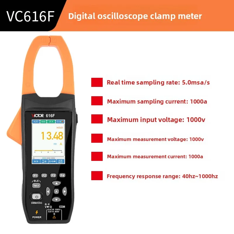 فيكتور VC616E/F راسم الذبذبات المشبك متر مع بلوتوث الجهد الحالي الموجي السعة تردد راسم الذبذبات المتعدد