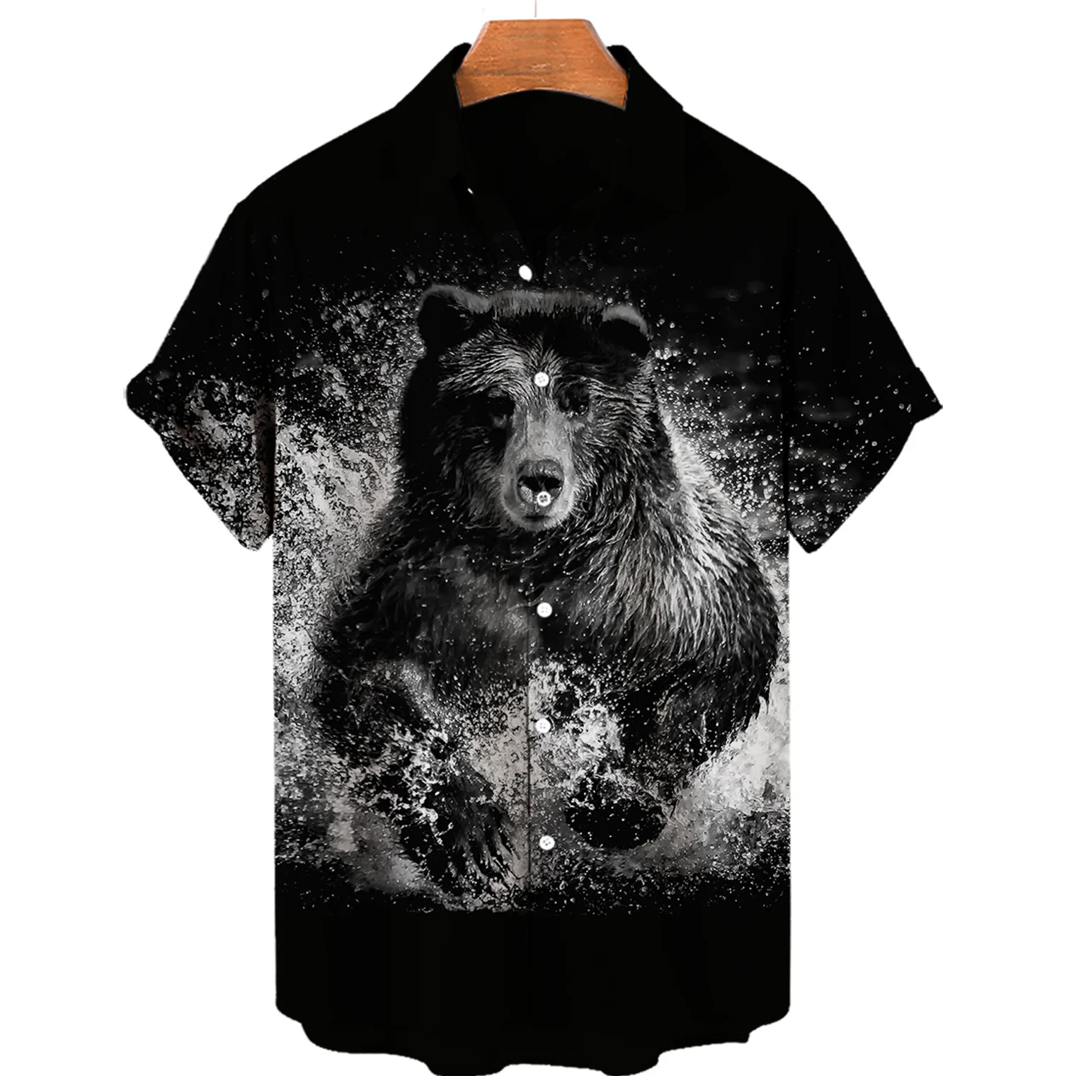 Animal Bear Graphic Men's Shirt Hawaiian Short Sleeve Shirts Tops Summer Button Up Sweatshirt Daily Streetwear Men EU Size 5XL