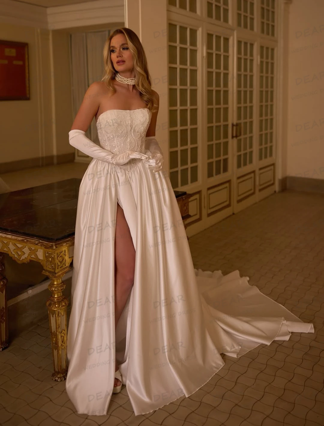 Vestidos de Novia Sencillos, Sin Mangas, de Satén, con Apliques, Sexy, con Abertura Alta, Línea A, Vestidos de Novia Personalizados 2026