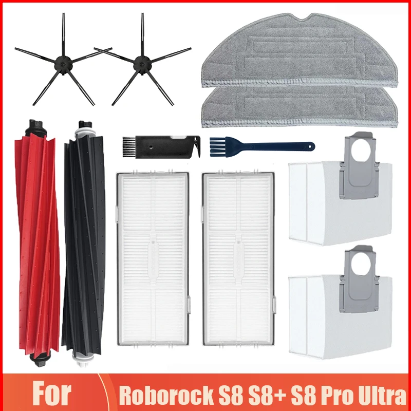 الأسطوانة/الجانب فرشاة Hepa تصفية ممسحة الخرق أكياس الغبار اكسسوارات ل Roborock S8 S8 + S8 برو الترا مكنسة كهربائية استبدال