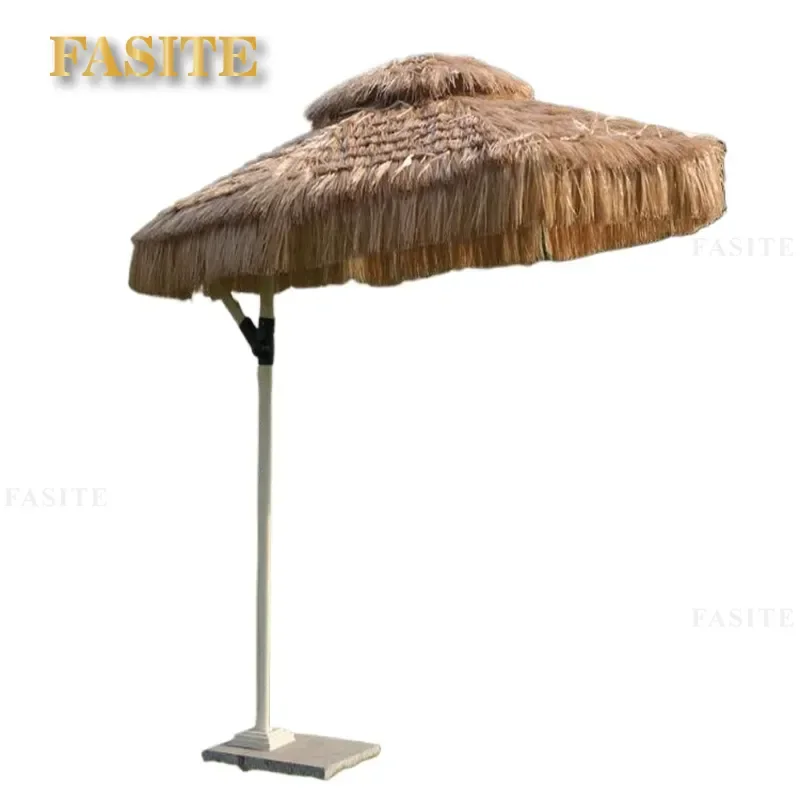 For Outdoor Patio Garden Beach Thatch Umbrella Simulation Straw Sunshade Waterproof UV Protection Leisure Scenic Decor