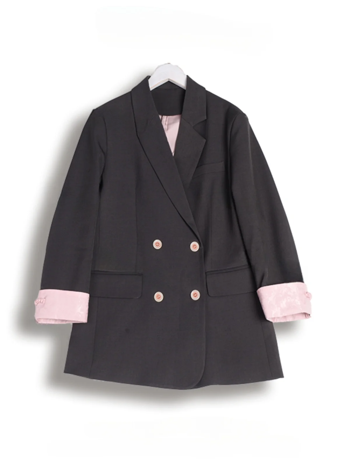 

Новый китайский повседневный женский костюм-пиджак, осень 2026, модный, для работы, свободного кроя, с длинными рукавами, двубортный, в стиле колор-блок