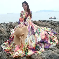 Summer Beach Holiday Travel Maxi Dress Bohemian Maternity Photo Shoot alabiya Fashion Muslim Loose Chiffon Long Dress Seaside