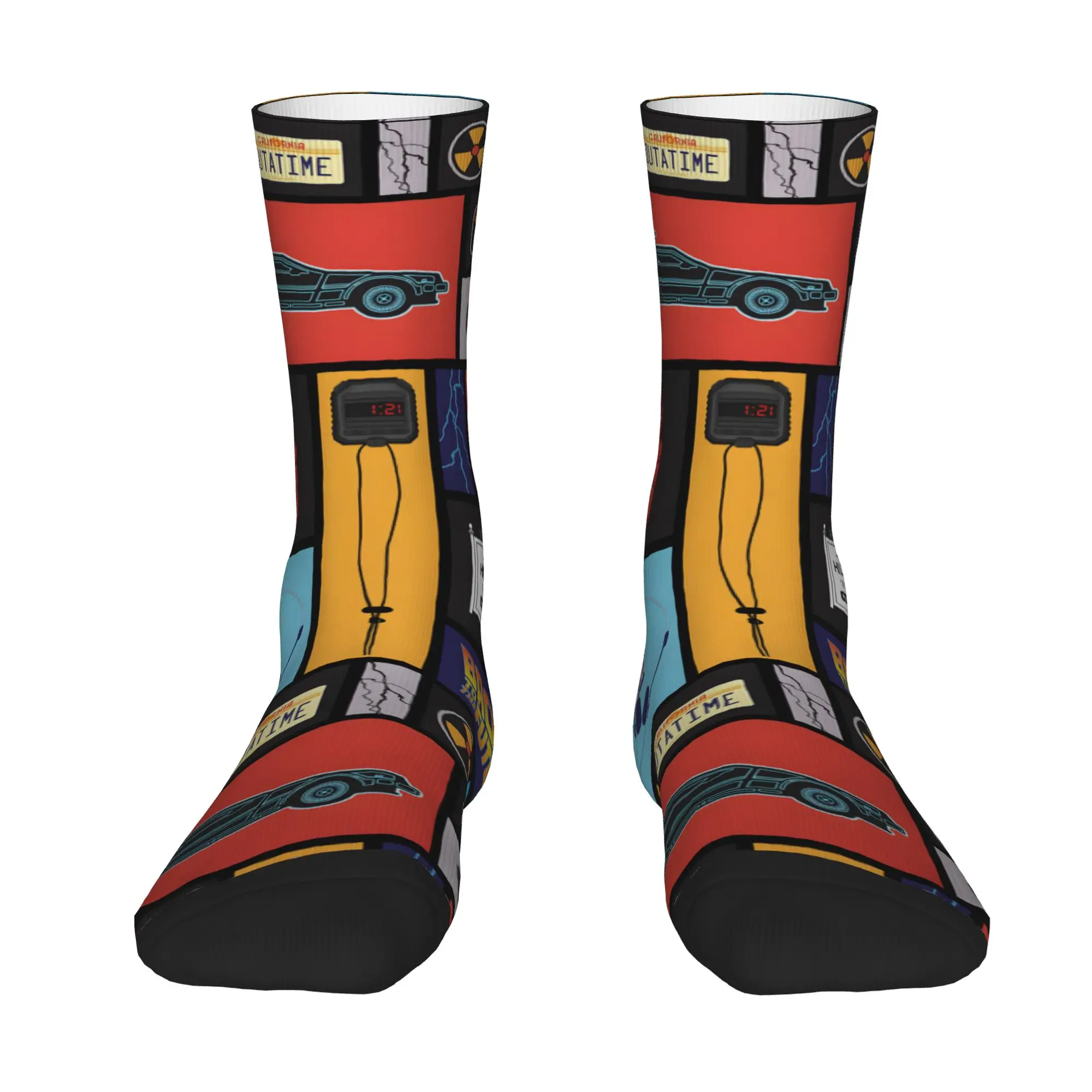 1 Pair Hip Hop Vintage Where We’re Going Project Crazy Men's Sock Back To The Future Harajuku Pattern Printed Funny Sock
