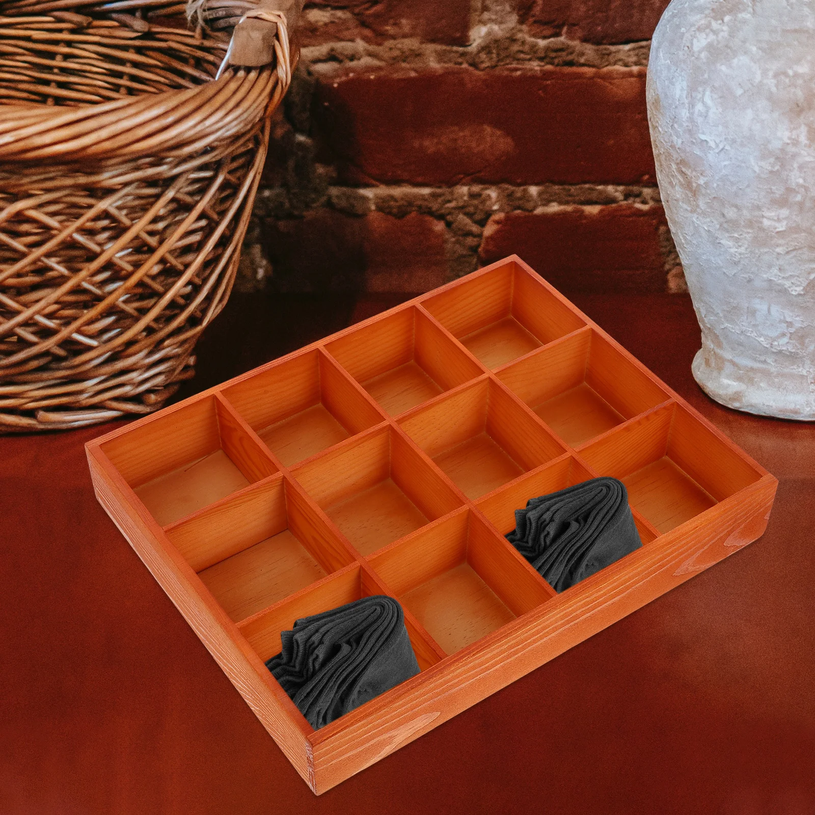 

1pc Wooden Drawer Organizer Multicompartment Socks Underwear Storage Box Sundries Container Tea Bag Holder Closet Divider