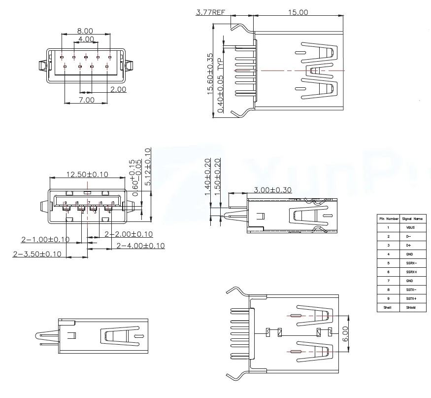 5 шт./Usb-302Ld-Ary Usb-302Ld-Arw USB разъем