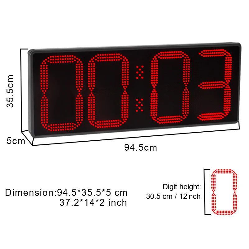 

CHEETIE CP30 12-дюймовые уличные алюминиевые LED часы для соревнований, 4-разрядный программируемый таймер обратного отсчета 8888, ИК-пульт, водонепроницаемый дисплей