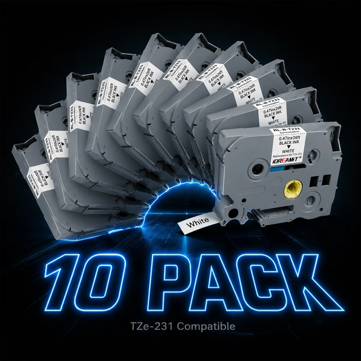 

20 Pack TZe Tape Compatible with Brother TZe231 TZ231 TZ-231, 12mm Laminated Label Tape Black Print on White for P-Touch Label M