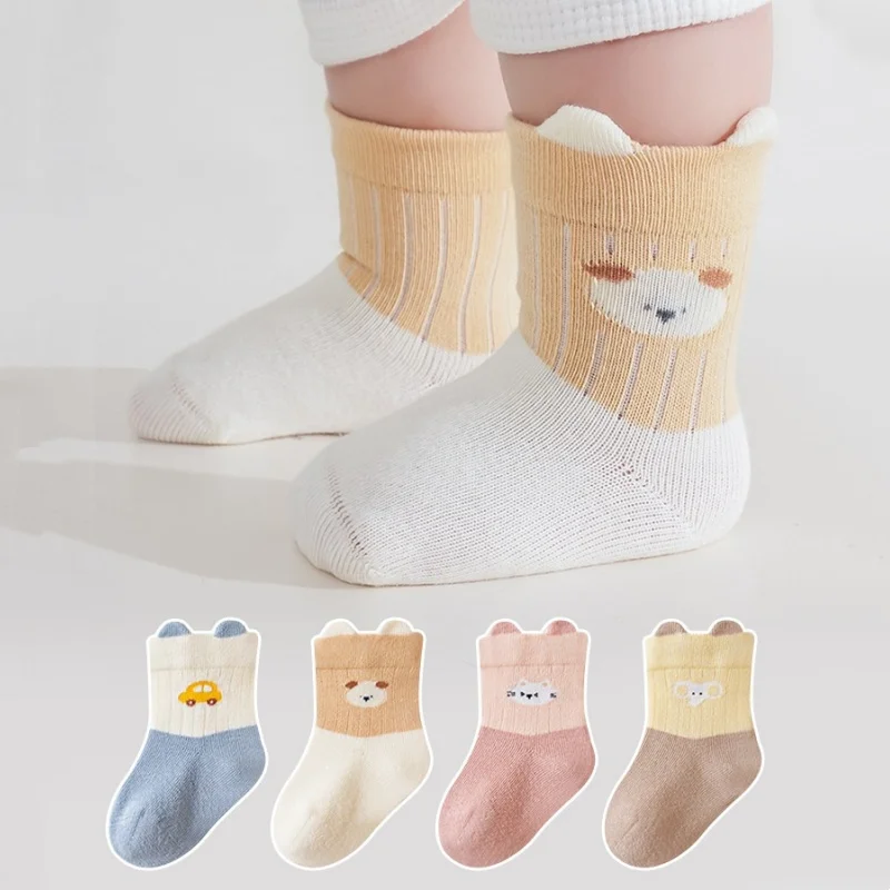 

Newborn Baby Boy Girl Socks Autumn Winter Cotton Boneless Kids Socks Cute Cartoon Ear Infant Toddler Socks For Boys Girls 0-5Y