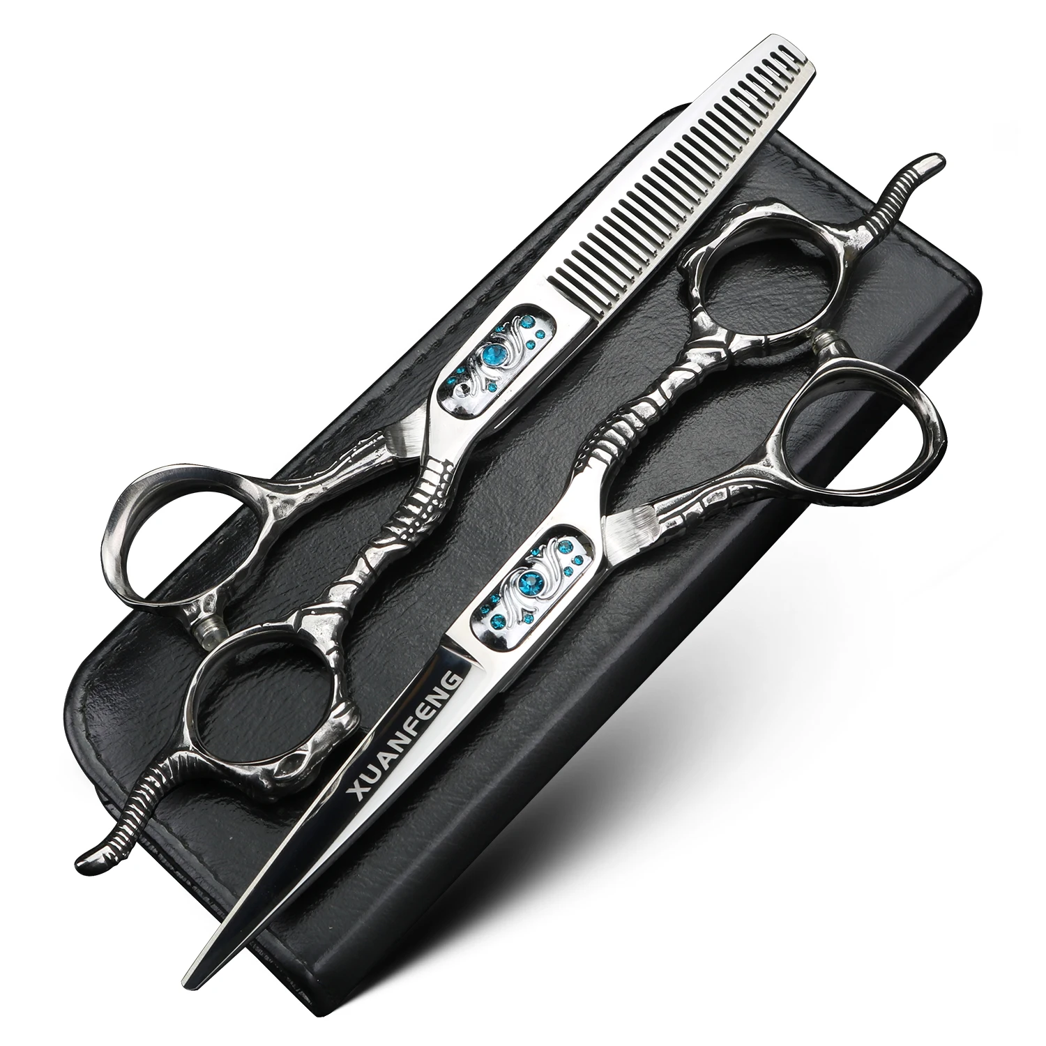 

XUANFENG 6 inch Bagua Hair Scissors 440C Steel Barber Cutting Scissors and Thinning Scissors