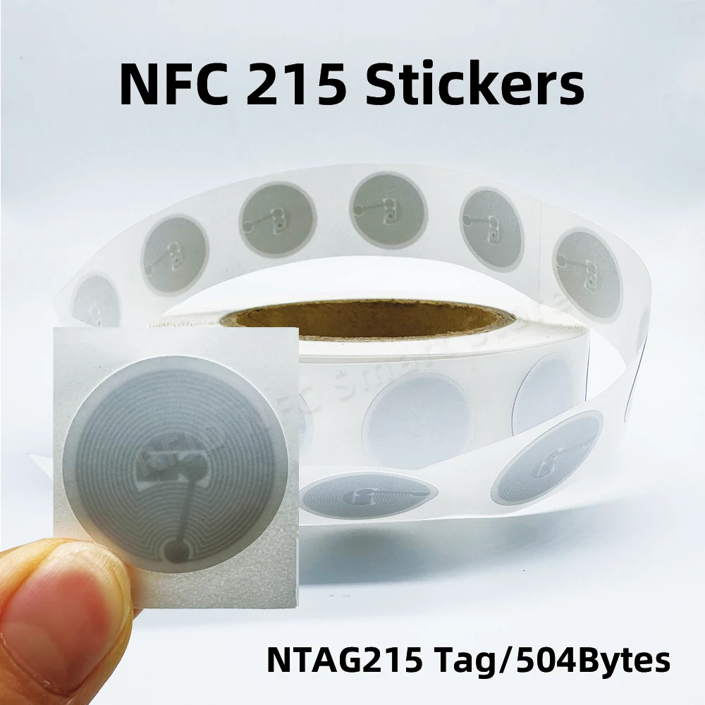 NFC 태그 NFC215 라벨 NTAG 215 스티커 태그, RFID 스티커, 명함 게임 블루투스 URL용, 모든 NFC 휴대폰용, 14443A, 13.56MHz